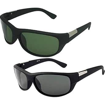 Buy Synbus Combo of 2 Black Frame Green Grey Lens Unisex Wrap Around ...