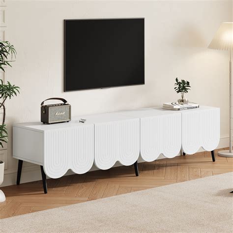 Mueble TV con 4 puertas y conductos para cables - 180 x 40 x 45 cm - Tablero de partículas ...