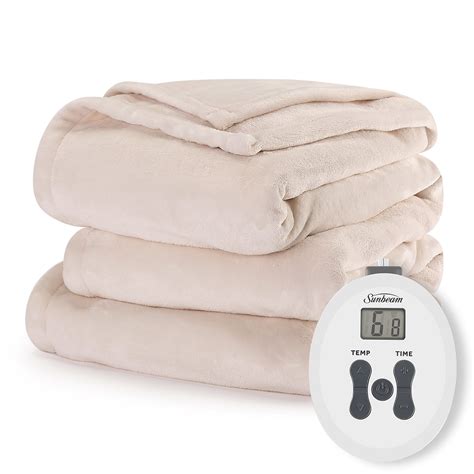 Sunbeam Cream Nordic Velvet Electric Heated Blanket Twin Size, 84" x 62 ...