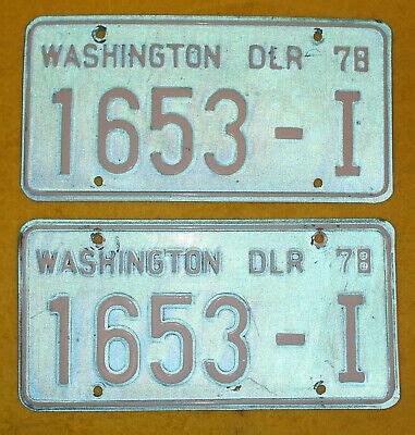 Vintage 1978 State of WASHINGTON DEALER LICENSE PLATES Collector ...