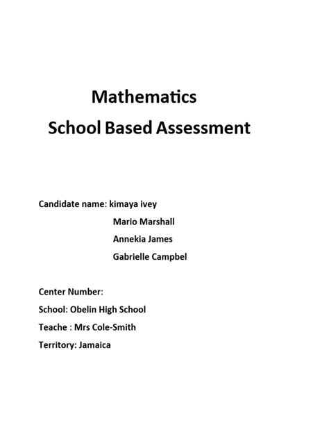 Image result for Example of Math SBA