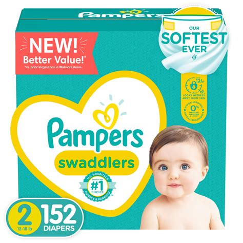 Pampers Swaddlers Diapers, Soft and Absorbent, Size 2, 152 ct – Walmart ...