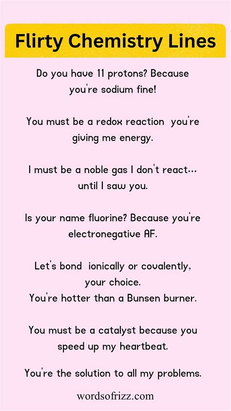 Chemistry Pickup Lines That’ll Make Them Melt! 🔥 #1–9” in 2025 ...