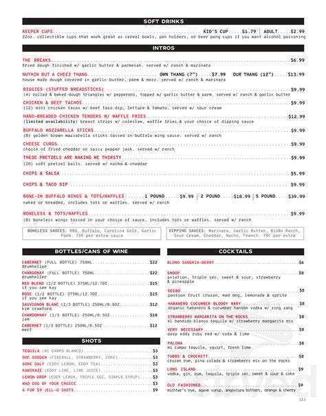 BloNo Pizza Co. menu in Normal, Illinois, USA
