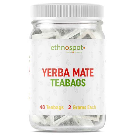 Ethnospot Yerba Mate Leaf Teabags - Clean Caffeine Herbal Tea - Boost ...