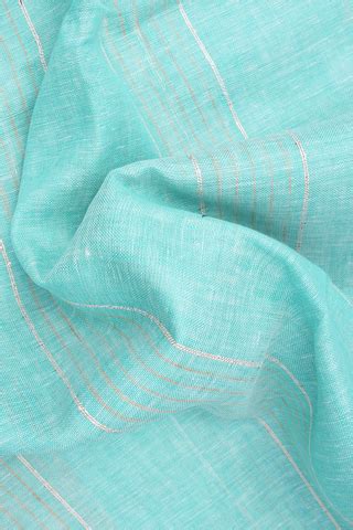 Allover Stripes Design Mint Blue Semi Linen Saree – Sundari Silks