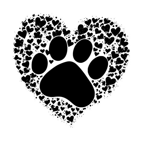Paw Print Heart Heart Paw Print SVG Vector For Instant Download Svg