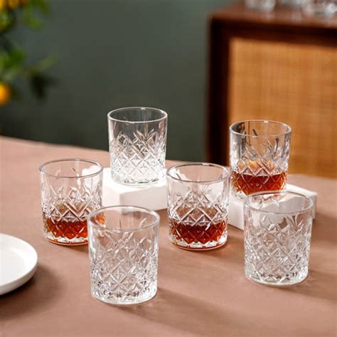 Set Of 6 Stackable Drinking Glasses Ribbed Online - Premium Whiskey ...