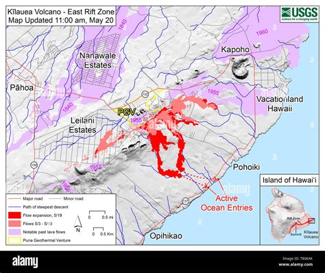 Kilauea Volcano Eruption Map