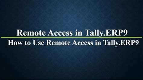 Remote Access in Tally.ERP9 | How to use Remote Access in Tally.ERP9