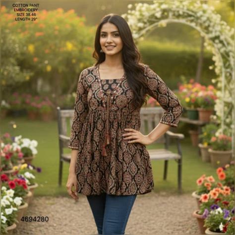 Naisha K 391 Jaipuri Cotton Print Jacket Style Shorts Tops Collection