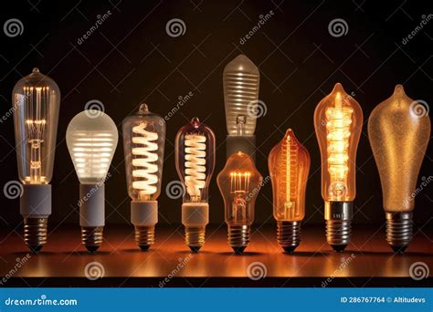 Various Types of Lightbulbs Led, Incandescent, Cfl Side by Side Stock ...