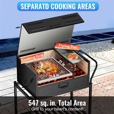 VEVOR 40" Charcoal Grill W/ Adjustable Charcoal Grate and Heavy Duty ...