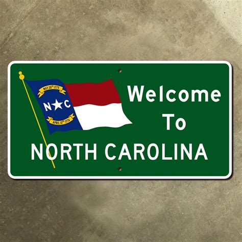 North Carolina State Line Highway Marker 1960 Road Sign Welcome Flag ...