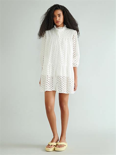 White Schiffli Shirt Dress