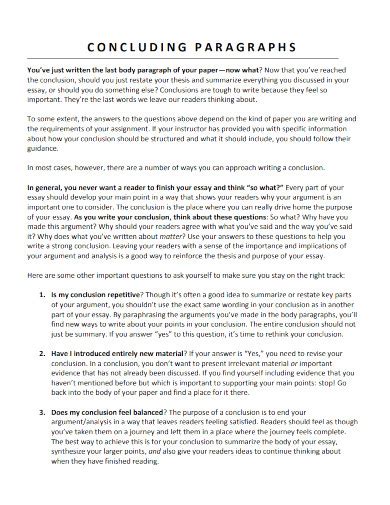 Image result for Conclusion Paragraph Example
