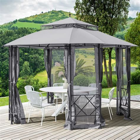 EROMMY 12'x10' Patio Gazebo, Heavy Duty Outdoor Canopy With Mesh ...