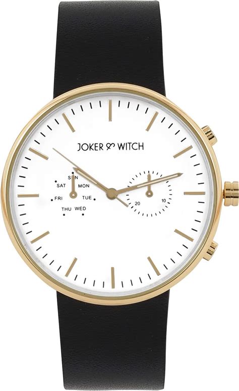 Joker & Witch Leather Miami White Dial Black Pu Analogue Watch For Men ...