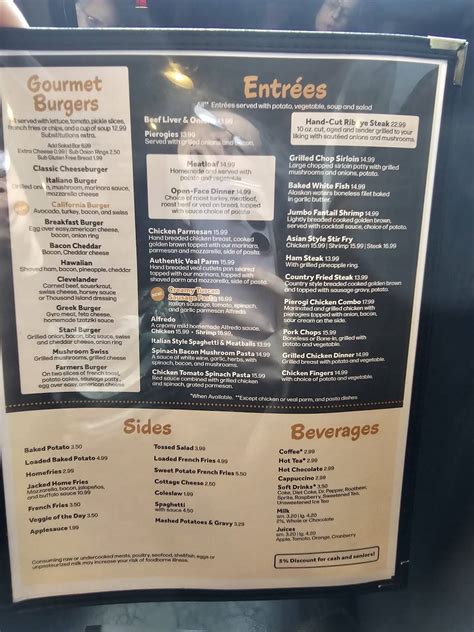 Menu at Stani’s Family Restaurant, Mentor