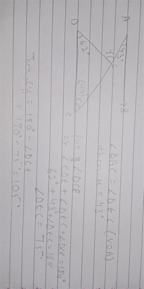 In the figure AB ∥DE, find the value of x and y. - Brainly.in