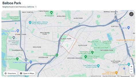 The invented neighborhood of “Balboa Park” in San Francisco. Google Maps. 2024_08_21 – Sunnyside ...