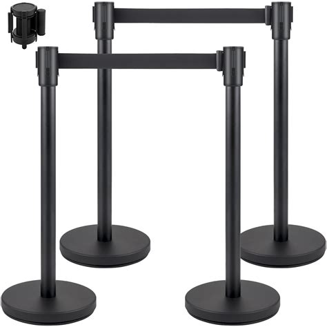 VEVOR Crowd Control Stanchion, Set of 4 Pieces Stanchion Set, Stanchion ...