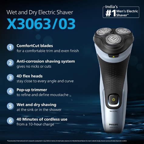 Buy Philips X3063/03 Electric Shaver for Men with 3D Floating Heads ...