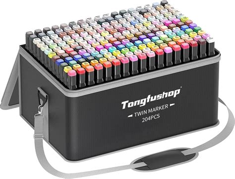 Tongfushop 204 Colored Marker Set, Colouring Pens, Art Pens, Felt Tip ...