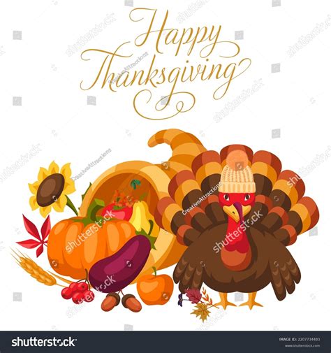 Happy Thanksgiving Cute Turkey Autumn Harvest Stock Illustration ...