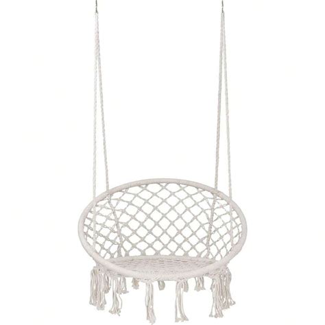 Hammock Swing Chair, Cotton Rope Handwoven Hanging Chair 330 Pounds ...