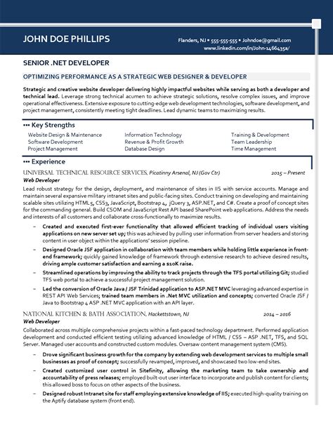 Image result for Example of Web Developer Resume