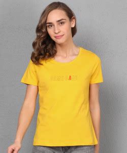 METRONAUT Printed Women Round Neck Yellow T-Shirt - Buy METRONAUT ...