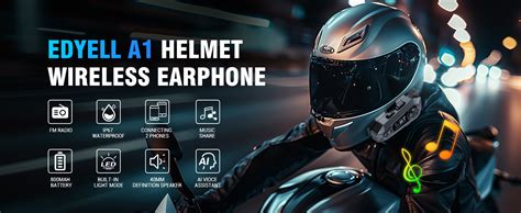 EDYELL A1 FM Radio Motorcycle Bluetooth Headsets, Smart LED Display ...