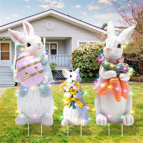 YIBAGA Easter Bunny Yard Signs Extra Large Easter Outdoor Decorations ...