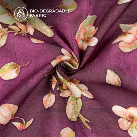 Dark Purple Floral Printed Sustainable Eucalyptus Fabric – Fabcurate