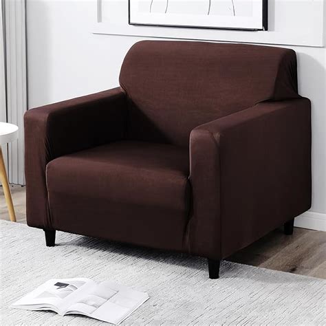HOKIPO Elastic Stretchable Single Seater Sofa Cover, Chocolate Brown ...