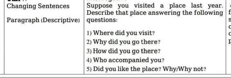 I visited a place last year paragraph - Brainly.in