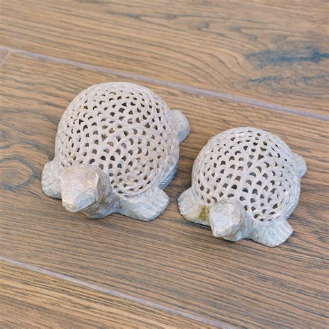 Stone Turtle Sculpture with Intricate Jali Carving – CREATUNIQ