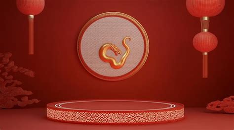 3d podium round stage for happy 2025 chinese new year snake zodiac sign ...