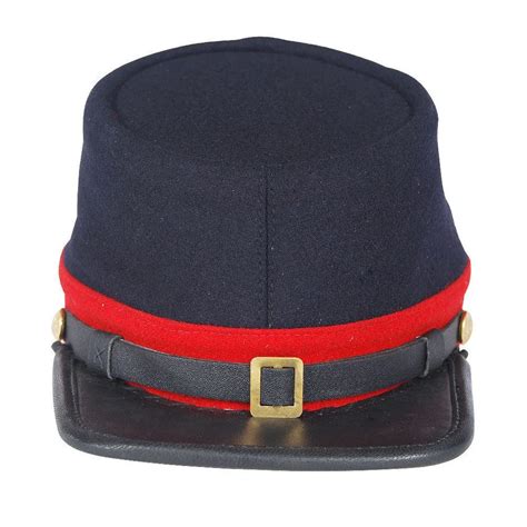 Civil War Union Artillery Leather Peak Plain Kepi, Navy Blue with Red ...