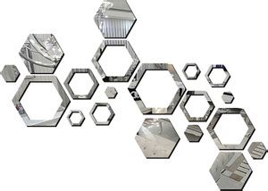 Sticker Hub 42 cm Acrylic 3D Hexagon Glod Mirror Wall Sticker (Silver ...