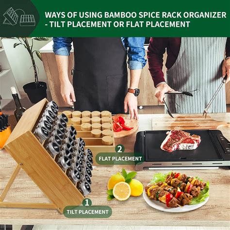 Buy 5 Tier Bamboo Spice Rack Organizer for Kitchen Counter, 2022 Green ...