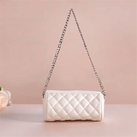 Mini Barrel Bag White Online - Premium Shoulder Bag | Nestasia