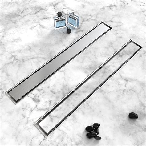 HTOH Linear Shower Drain 60 Inch(Brushed Nickel), 2 in 1 Tile Shower ...