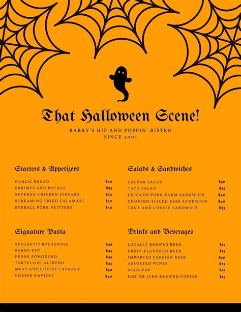 Free Printable Customizable Halloween Menu Templates Canva - Printable ...