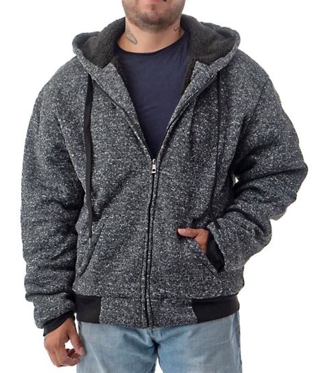 Men's Ultra Soft Sherpa Lined Hoodie - Full Zip Fleece Lining Winter ...