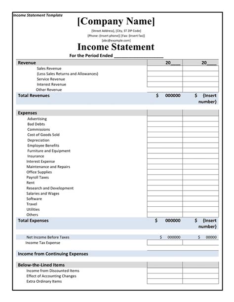 Income Statement Template - download free documents for PDF, Word and Excel