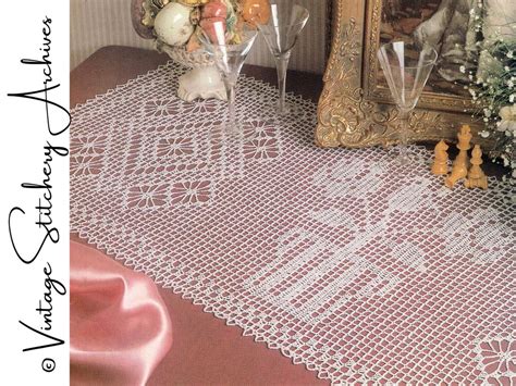 Image result for Rose Filet Crochet Table Runner Pattern