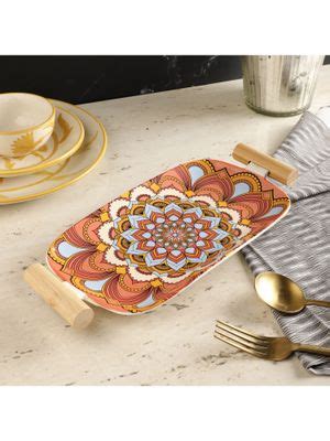 Buy The Decor Mart Mandala Ceramic Platter Orange Online