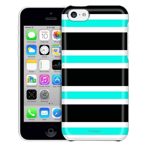 Apple iPhone 5C Preppy Stripes Teal Black White Case | Fundas para ...